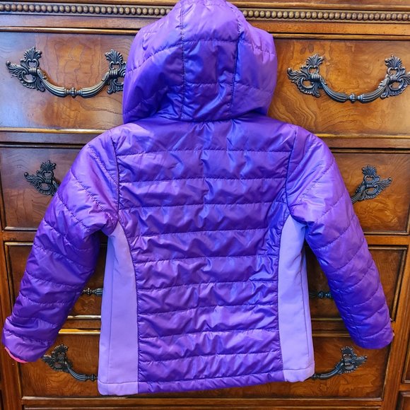 Children's Faded Glory 7-8 Puffy Coat/Jacket Purple Pink Hood & Zipper Pocket's. - Picture 2 of 14